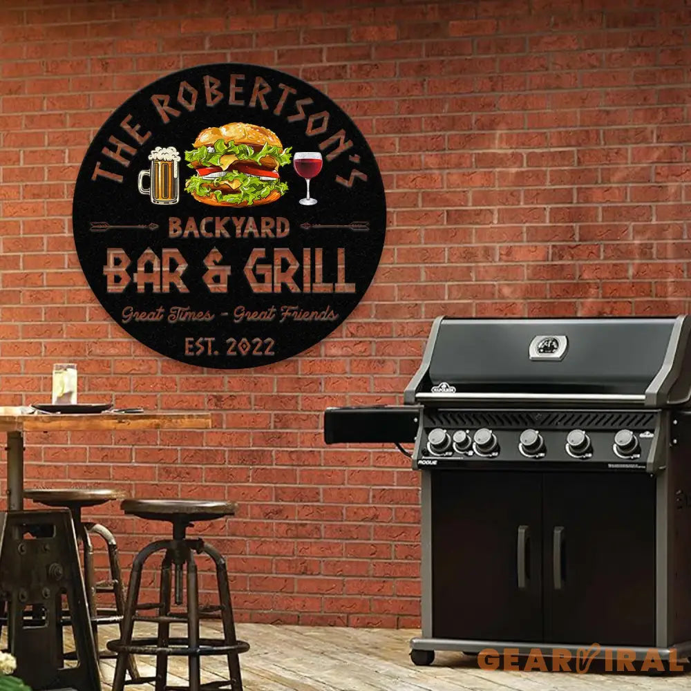 Custom Name BBQ Zone Sign LED Light Personalized Bar & Grill Sign Bar Signs BBQ Signs Outdoor Kitchen Metal Signs Patio