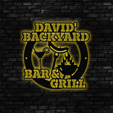 Custom Name BBQ Zone Sign LED Light Personalized Bar & Grill Sign Bar Signs BBQ Signs Outdoor Kitchen Metal Signs Patio