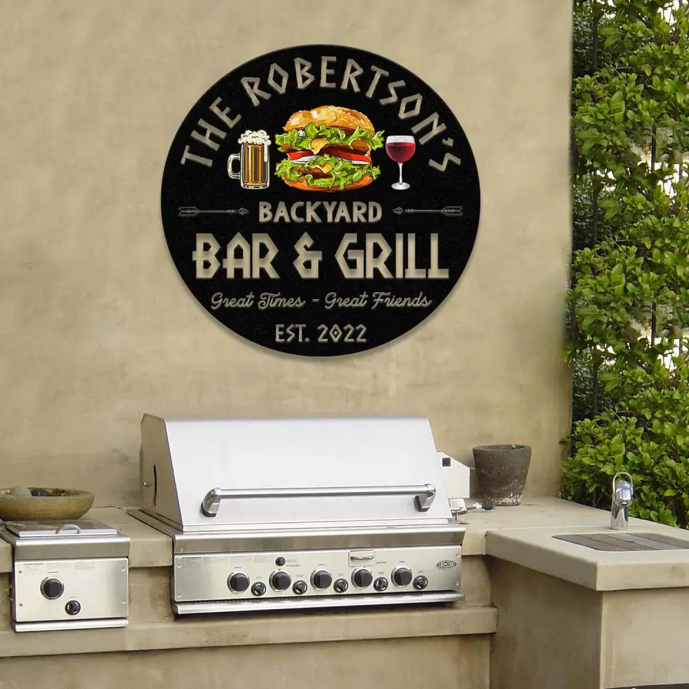 Custom Name BBQ Zone Sign LED Light Personalized Bar & Grill Sign Bar Signs BBQ Signs Outdoor Kitchen Metal Signs Patio