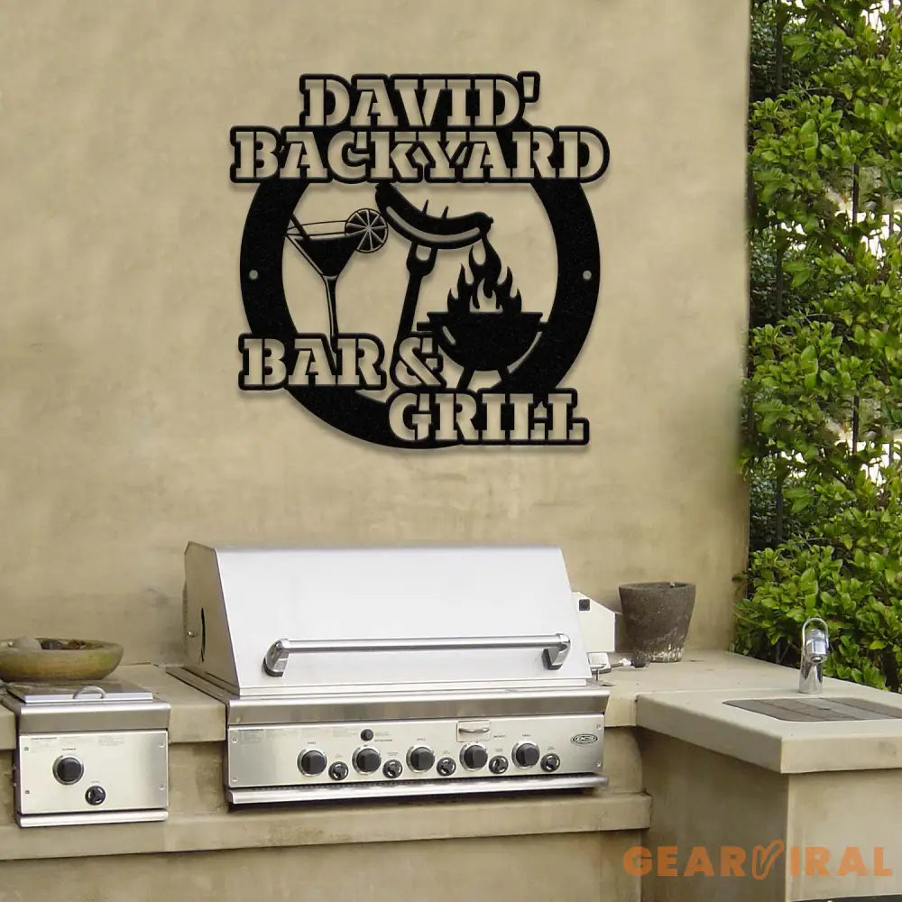 Custom Name BBQ Zone Sign LED Light Personalized Bar & Grill Sign Bar Signs BBQ Signs Outdoor Kitchen Metal Signs Patio