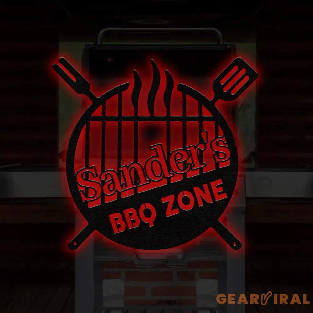 Custom Name BBQ Zone Sign LED Light Personalized Bar & Grill Sign Bar Signs BBQ Signs Outdoor Kitchen Metal Signs Patio