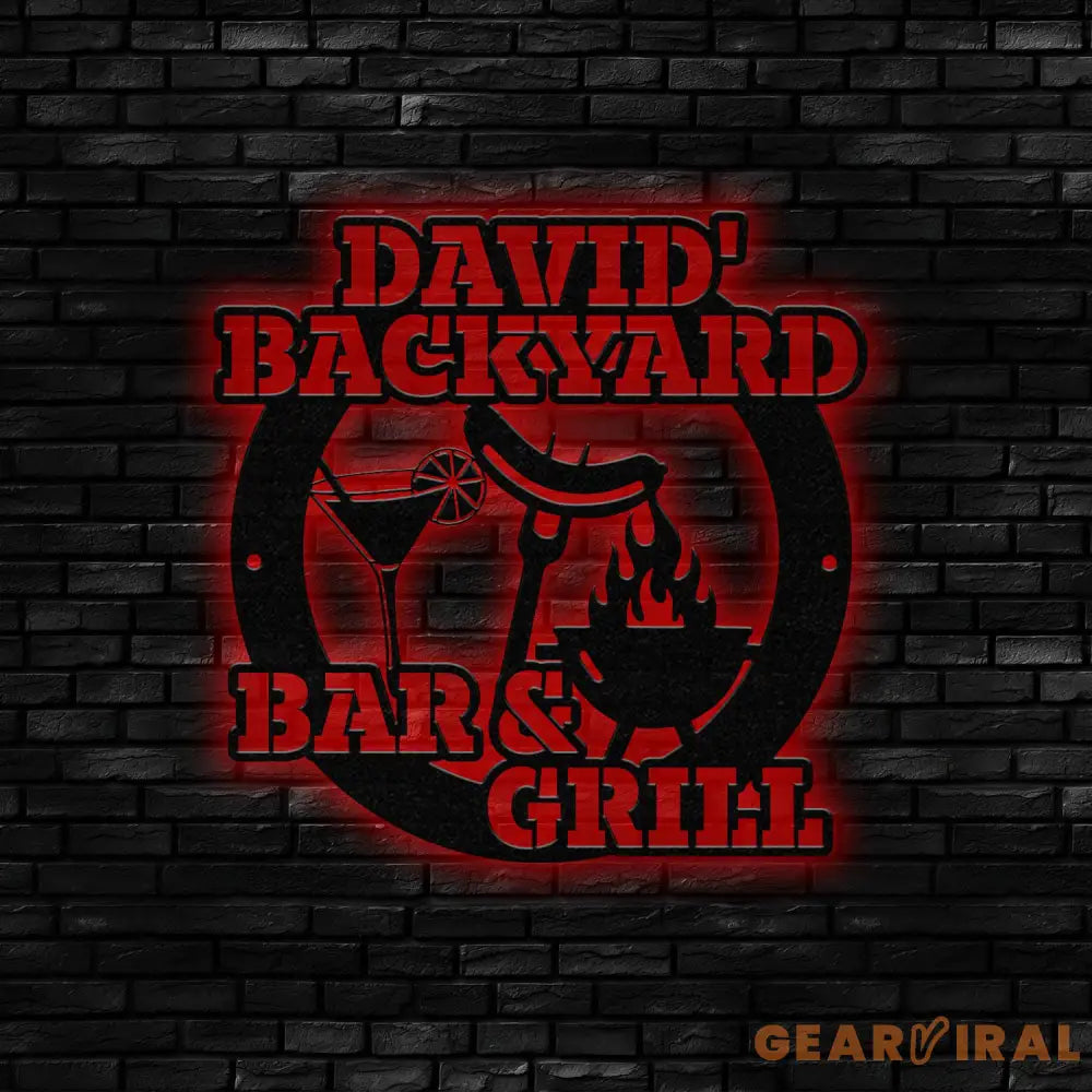 Custom Name BBQ Zone Sign LED Light Personalized Bar & Grill Sign Bar Signs BBQ Signs Outdoor Kitchen Metal Signs Patio