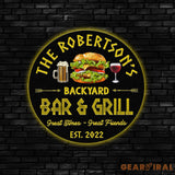 Custom Name BBQ Zone Sign LED Light Personalized Bar & Grill Sign Bar Signs BBQ Signs Outdoor Kitchen Metal Signs Patio