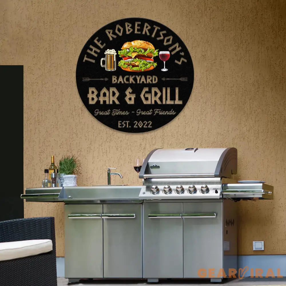 Custom Name BBQ Zone Sign LED Light Personalized Bar & Grill Sign Bar Signs BBQ Signs Outdoor Kitchen Metal Signs Patio