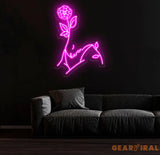 Custom Name Body Rose Art Neon Sign Girl Body Aesthetic Neon Sign Bedroom Neon Sign Custom Neon Light Sign Neon Bar Sign