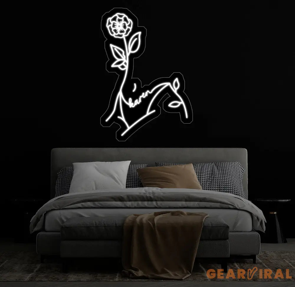 Custom Name Body Rose Art Neon Sign Girl Body Aesthetic Neon Sign Bedroom Neon Sign Custom Neon Light Sign Neon Bar Sign