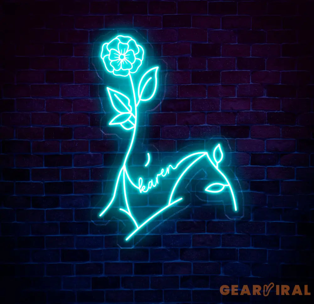 Custom Name Body Rose Art Neon Sign Girl Body Aesthetic Neon Sign Bedroom Neon Sign Custom Neon Light Sign Neon Bar Sign