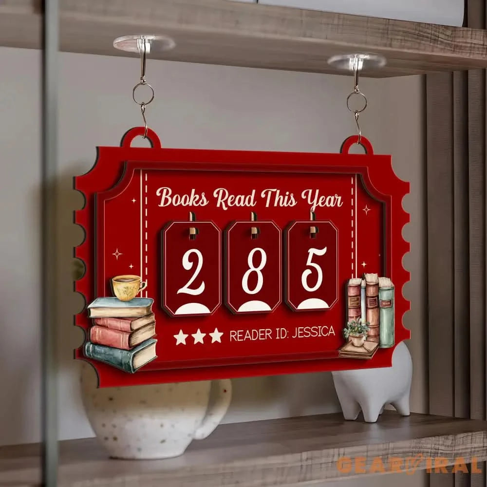 Custom Name Books Read This Year Sign, Custom Reading Tracker for Home Library or Classroom, Book Count Hanging Sign, Bookish Gift.