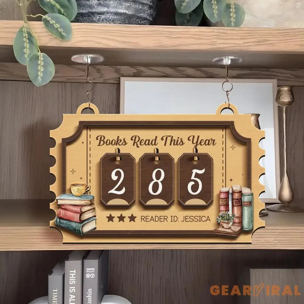 Custom Name Books Read This Year Sign, Custom Reading Tracker for Home Library or Classroom, Book Count Hanging Sign, Bookish Gift.