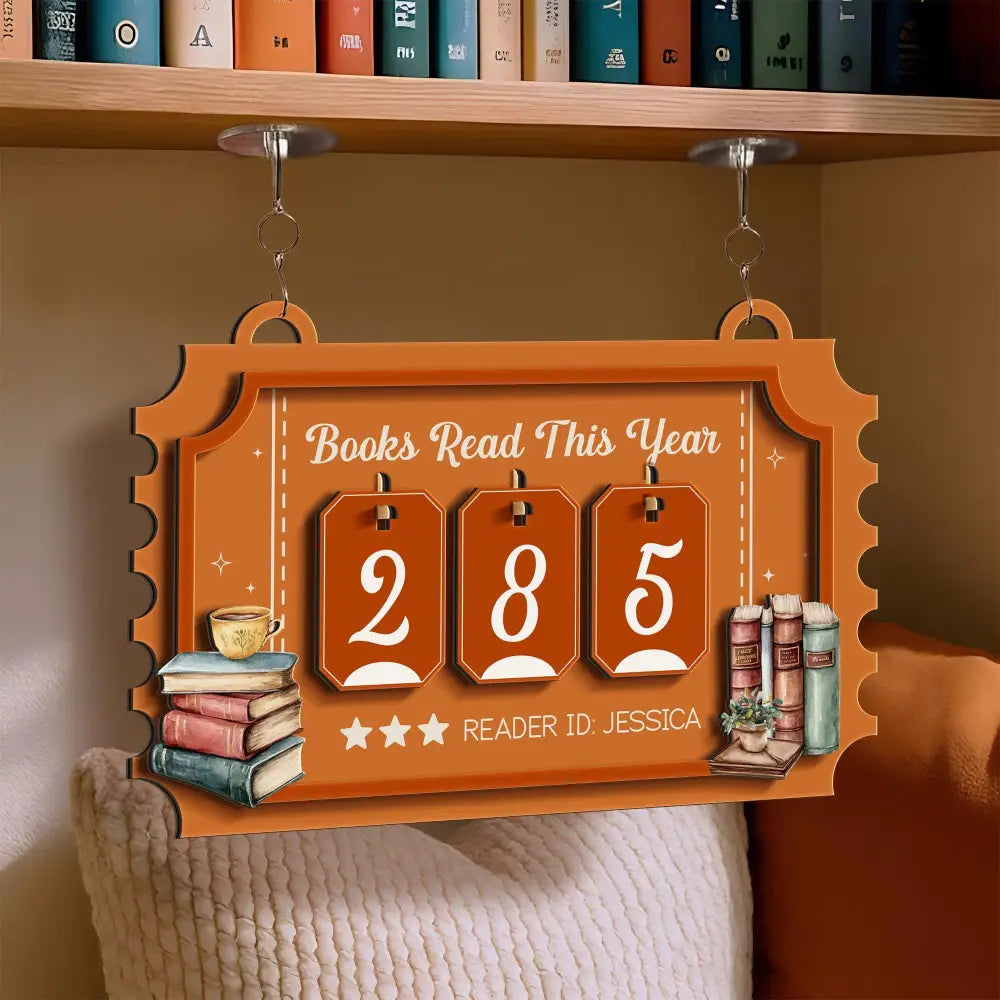 Custom Name Books Read This Year Sign, Custom Reading Tracker for Home Library or Classroom, Book Count Hanging Sign, Bookish Gift.