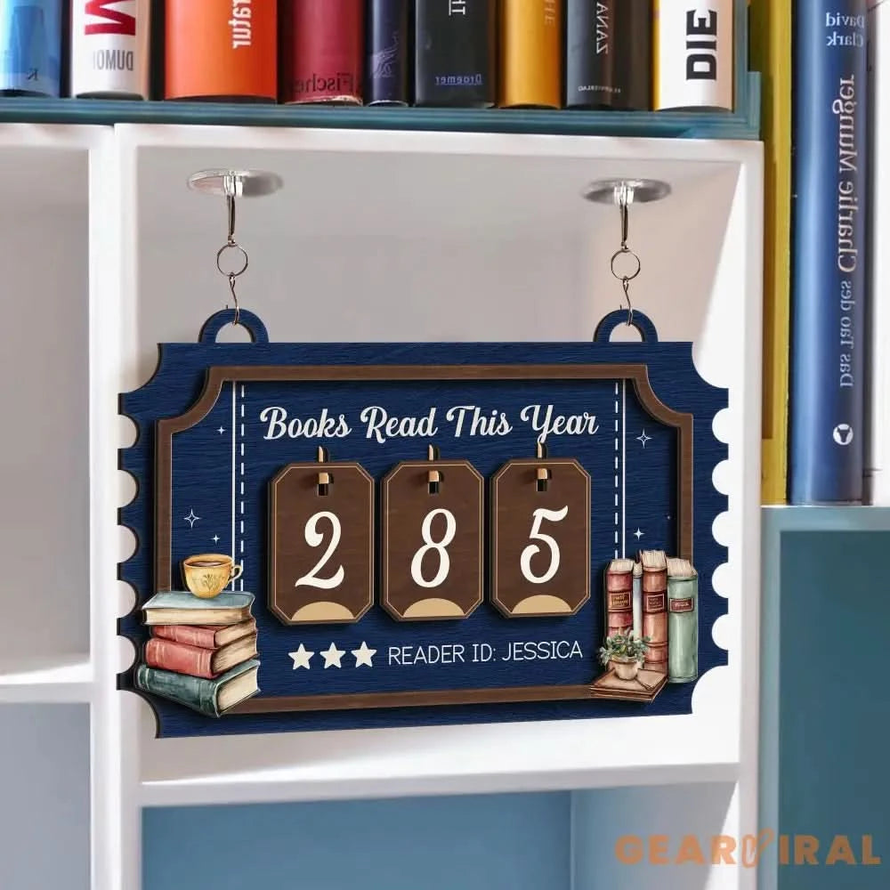 Custom Name Books Read This Year Sign, Custom Reading Tracker for Home Library or Classroom, Book Count Hanging Sign, Bookish Gift.