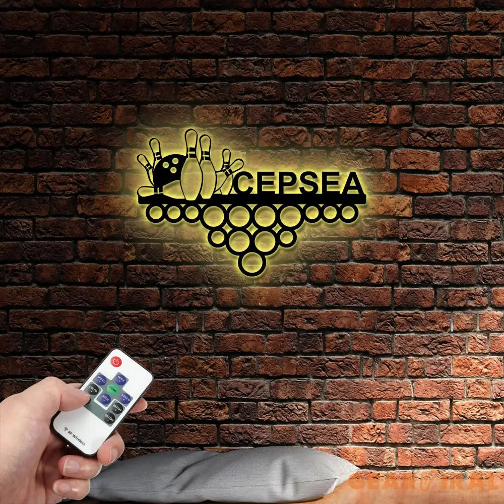 Custom Name Bowling Medal Hanger with Led Light Medal Holder Display Rack for Awards and Ribbons Tiered Award Rack