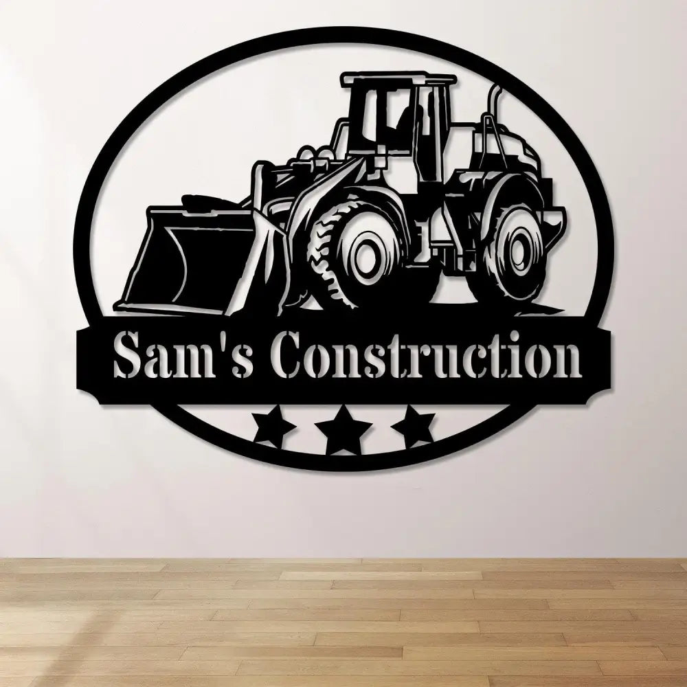 Custom Name Bulldozer Construction Metal Wall Art with Led Light Custom Bulldozer Name Sign Decoration For Room