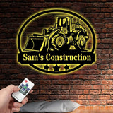 Custom Name Bulldozer Construction Metal Wall Art with Led Light Custom Bulldozer Name Sign Decoration For Room