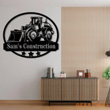 Custom Name Bulldozer Construction Metal Wall Art with Led Light Custom Bulldozer Name Sign Decoration For Room