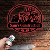 Custom Name Bulldozer Construction Metal Wall Art with Led Light Custom Bulldozer Name Sign Decoration For Room