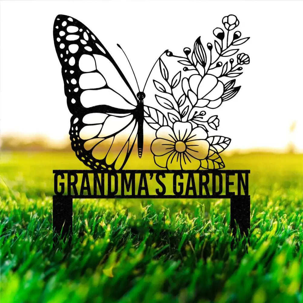 Custom Name Butterfly Garden Sign Custom Butterfly Metal Hanging Garden Sign Personalized Metal Gardening Gift Custom