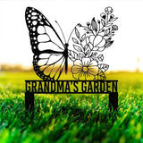 Custom Name Butterfly Garden Sign Custom Butterfly Metal Hanging Garden Sign Personalized Metal Gardening Gift Custom