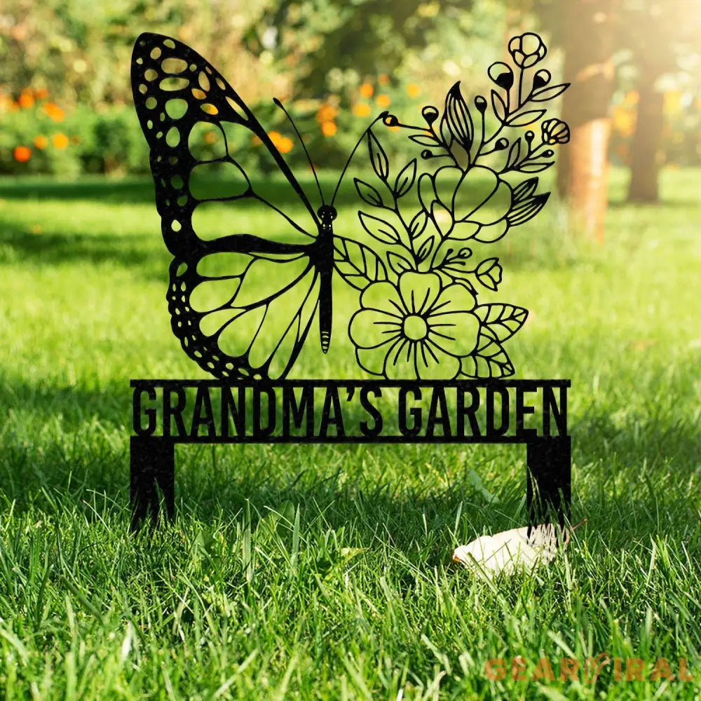 Custom Name Butterfly Garden Sign Custom Butterfly Metal Hanging Garden Sign Personalized Metal Gardening Gift Custom