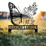 Custom Name Butterfly Garden Sign Custom Butterfly Metal Hanging Garden Sign Personalized Metal Gardening Gift Custom