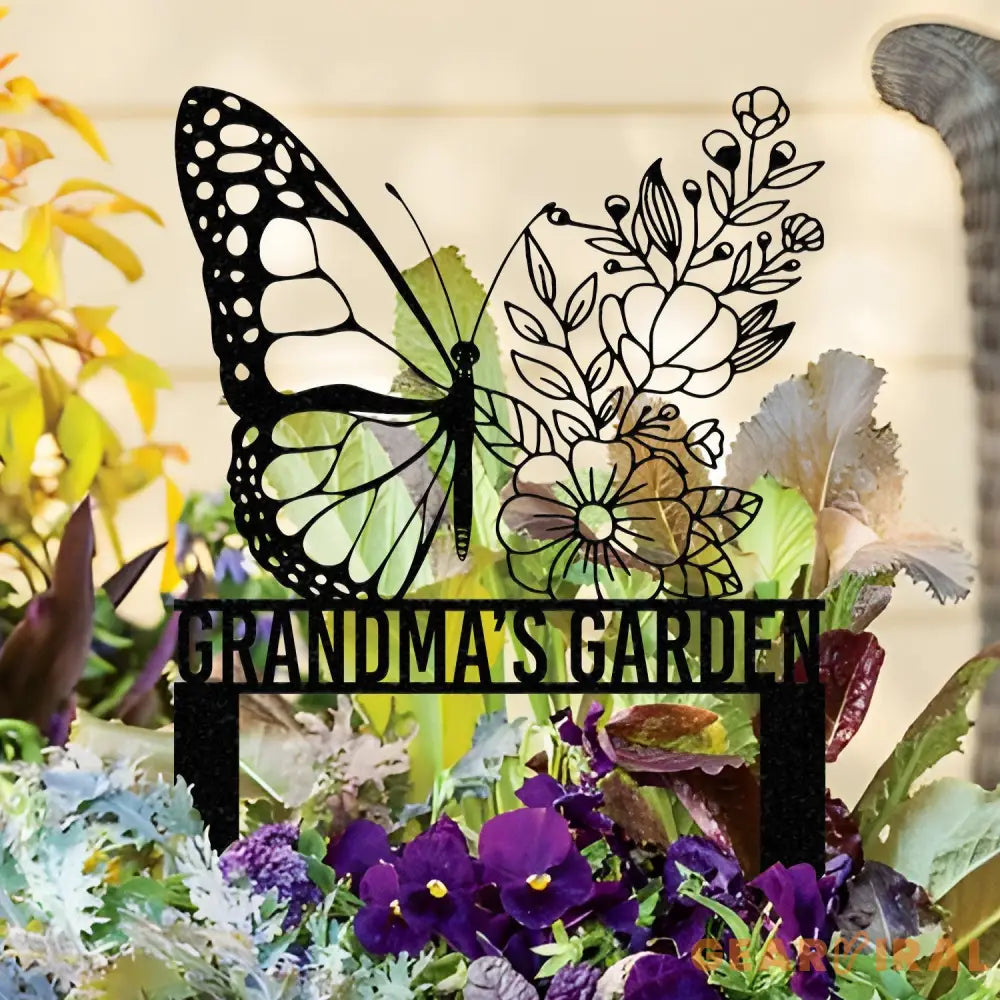 Custom Name Butterfly Garden Sign Custom Butterfly Metal Hanging Garden Sign Personalized Metal Gardening Gift Custom