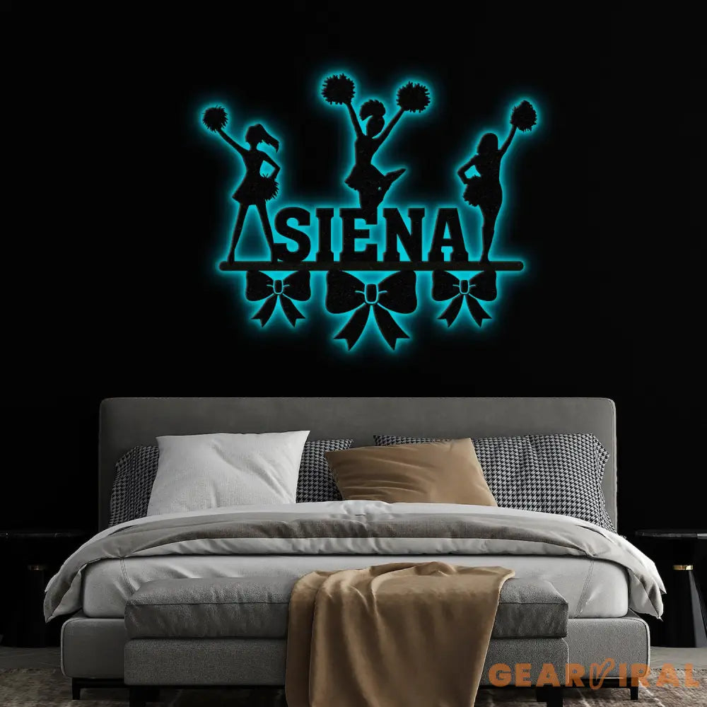 Custom Name Cheerleader Wall Art with Led Lights Cheerleader Name Metal Sign Cheerleader Wall Art Cheer Team Gift Girls