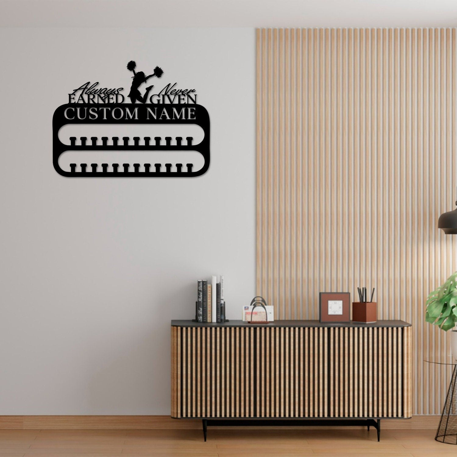 Custom Name Cheerleading Medal Hanger with Led Light, Custom Rungs for Medals Ribbons Medal Hanger Medal Display, Cheerleading, Cheer, Cheerleader