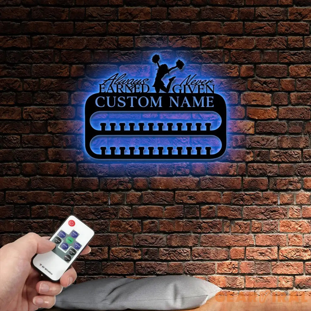 Custom Name Cheerleading Medal Hanger with Led Light Custom Rungs for Medals Ribbons Medal Hanger Medal Display