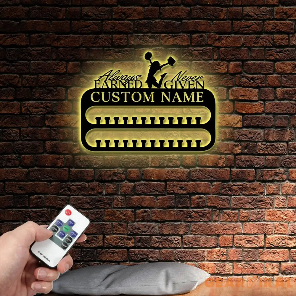 Custom Name Cheerleading Medal Hanger with Led Light Custom Rungs for Medals Ribbons Medal Hanger Medal Display
