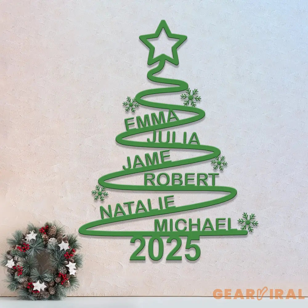 Custom Name Christmas Tree Metal Sign Christmas Tree Family Personalized Family Name Christmas Tree Christmas