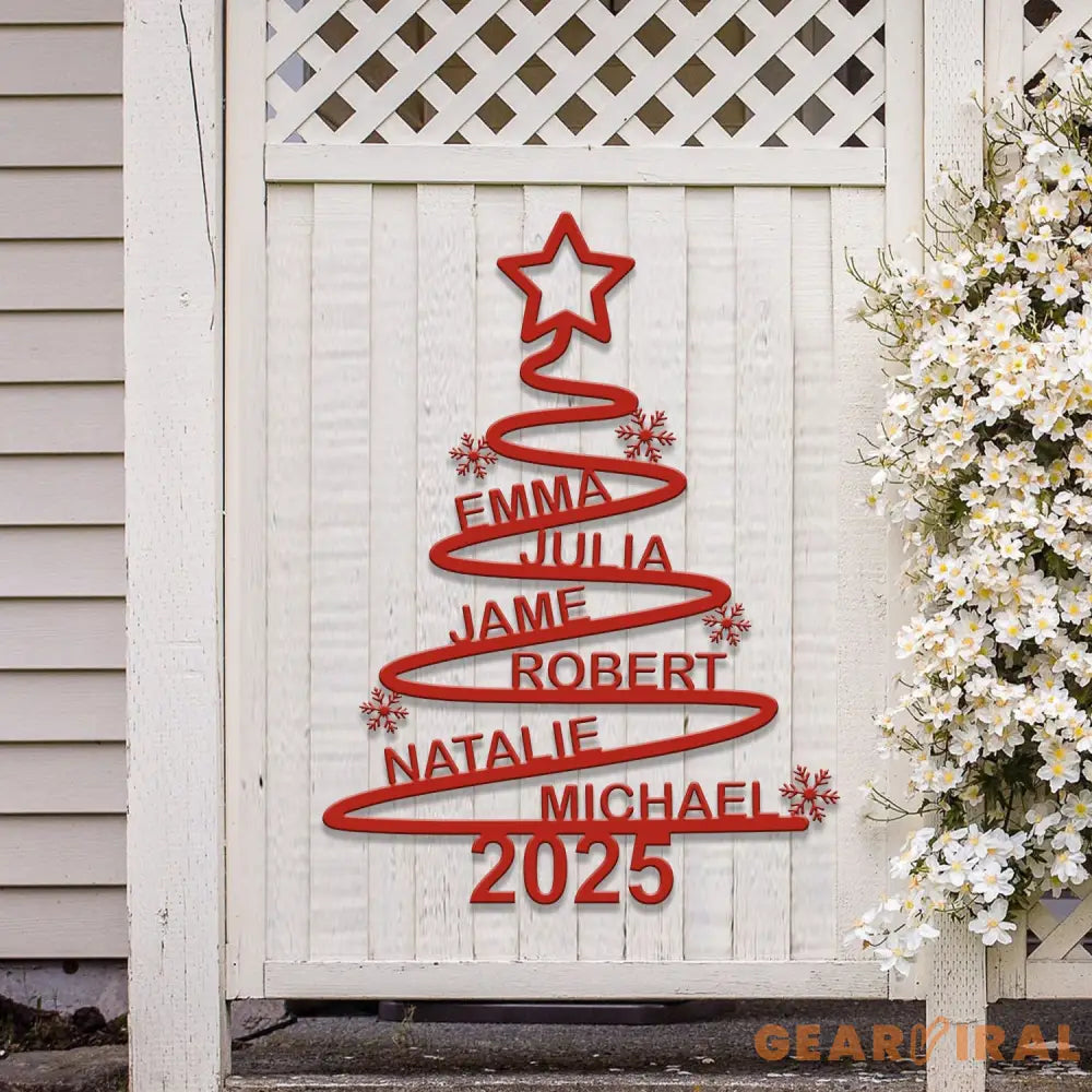 Custom Name Christmas Tree Metal Sign Christmas Tree Family Personalized Family Name Christmas Tree Christmas