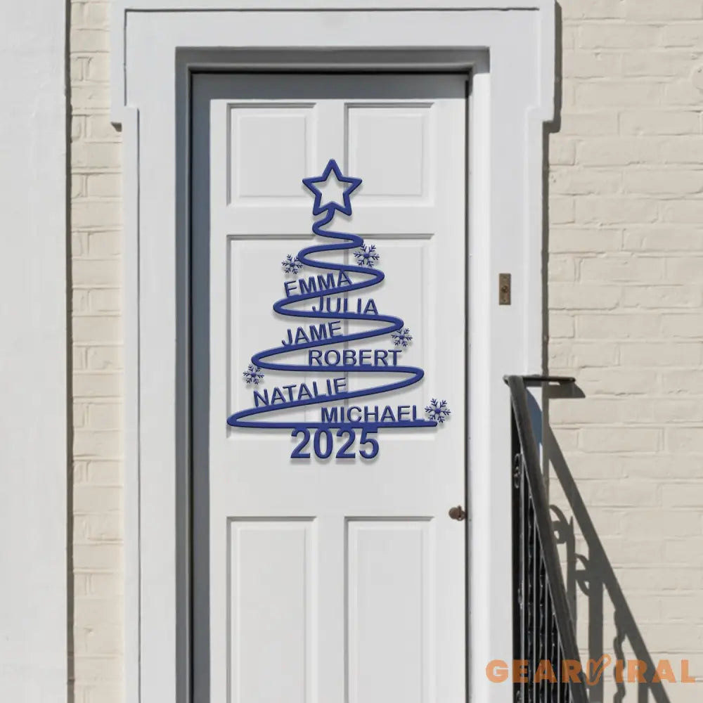 Custom Name Christmas Tree Metal Sign Christmas Tree Family Personalized Family Name Christmas Tree Christmas