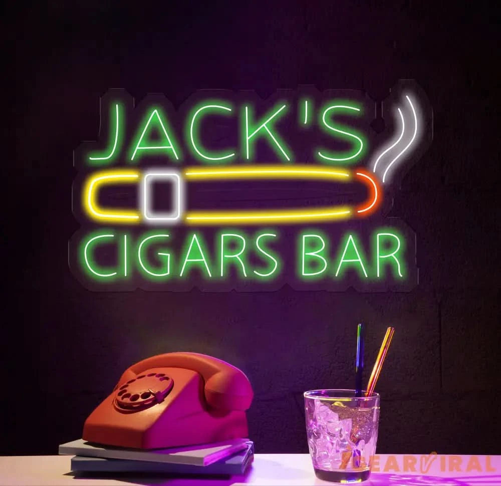Custom Name Cigars Bar Lounge Neon Sign Personalized Cigar Smoking Whiskey Bar LED Sign For Man Cave Bar Pub Decor