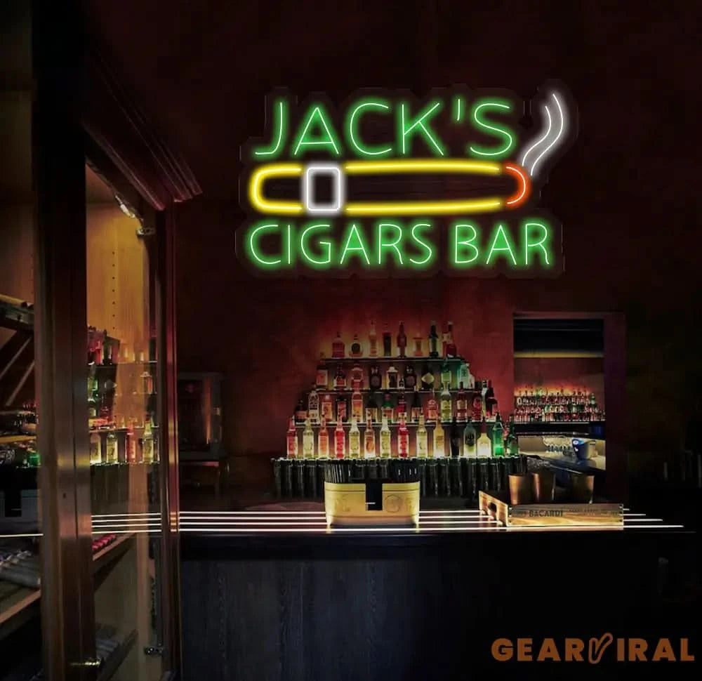 Custom Name Cigars Bar Lounge Neon Sign Personalized Cigar Smoking Whiskey Bar LED Sign For Man Cave Bar Pub Decor