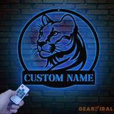 Custom Name Cougar Metal Sign - Personalized Wild Cat Decor for Home Garage Man Cave Outdoor Spaces Wildlife Lover Gift