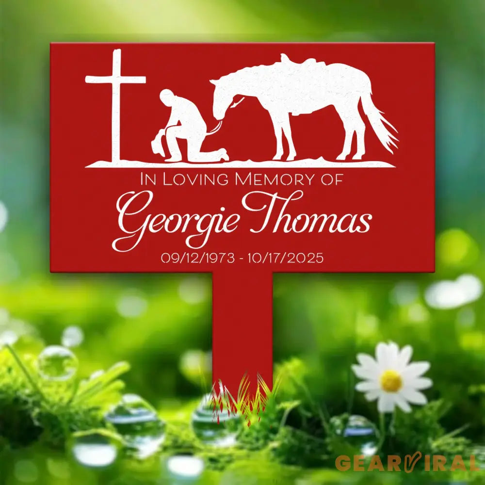 Custom Name Cowboy Kneeling At Cross Memorial Stake Cowboy Sympathy Gift Memorial Plaque Country Western Theme Grave
