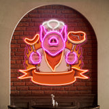 Custom Name Cute Chef Pig Delicious BBQ Meat Logo Artwork Led Neon Sign Light