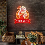 Custom Name Cute Chef Pig Holding Grill Artwork Led Neon Sign Light