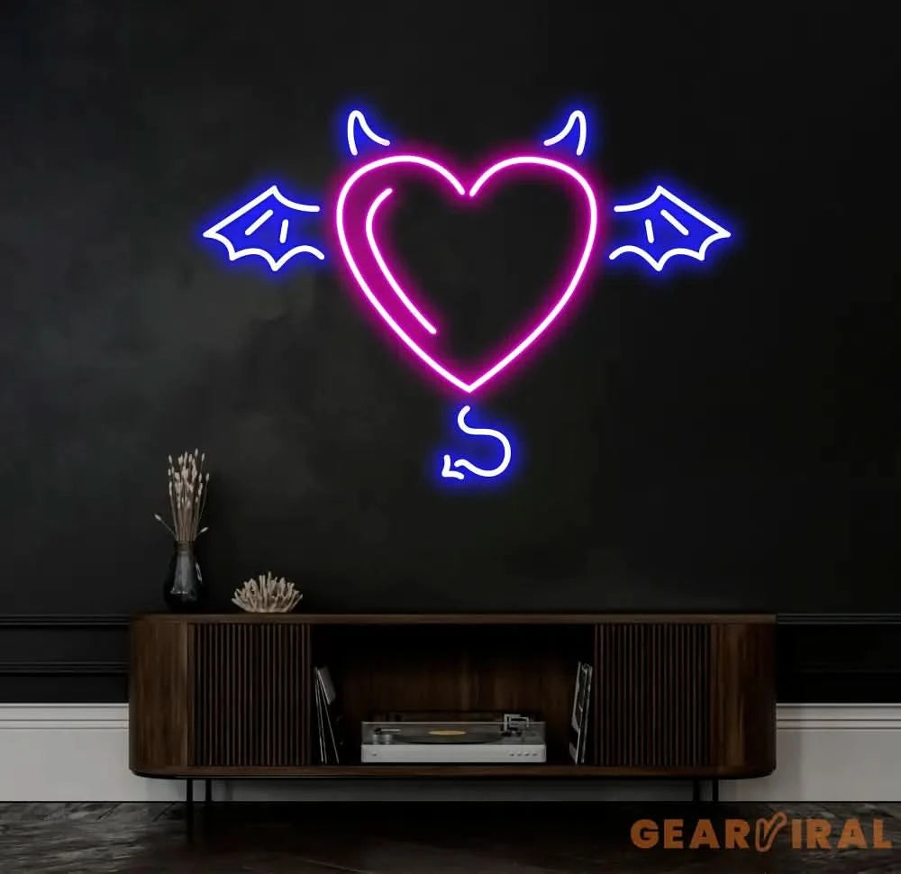 Custom Name Devil and Angel Heaven Or Hell Neon Sign Custom Party LED Neon Light Wall Shop Decor Bar Decoration Heart
