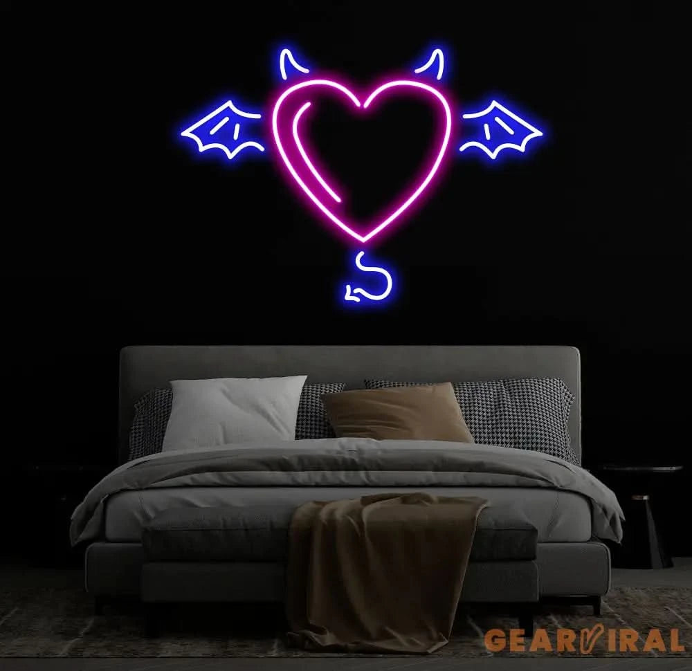 Custom Name Devil and Angel Heaven Or Hell Neon Sign Custom Party LED Neon Light Wall Shop Decor Bar Decoration Heart