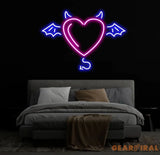 Custom Name Devil and Angel Heaven Or Hell Neon Sign Custom Party LED Neon Light Wall Shop Decor Bar Decoration Heart