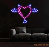 Custom Name Devil and Angel Heaven Or Hell Neon Sign Custom Party LED Neon Light Wall Shop Decor Bar Decoration Heart