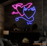 Custom Name Devil and Angel Heaven Or Hell Neon Sign Custom Party LED Neon Light Wall Shop Decor Bar Decoration Heart