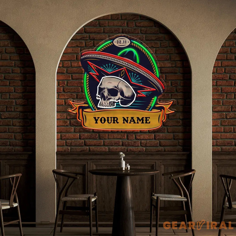Custom Name Dia De Los Muertos Day Of The Dead Artwork Led Neon Sign Light