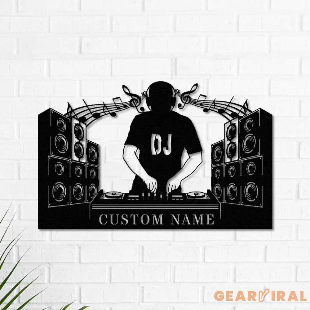 Custom Name DJ Player Metal sign with LED lights - DJ Sign - Personalized Dj Gift - Dj Wall Hanging decor | GearViral