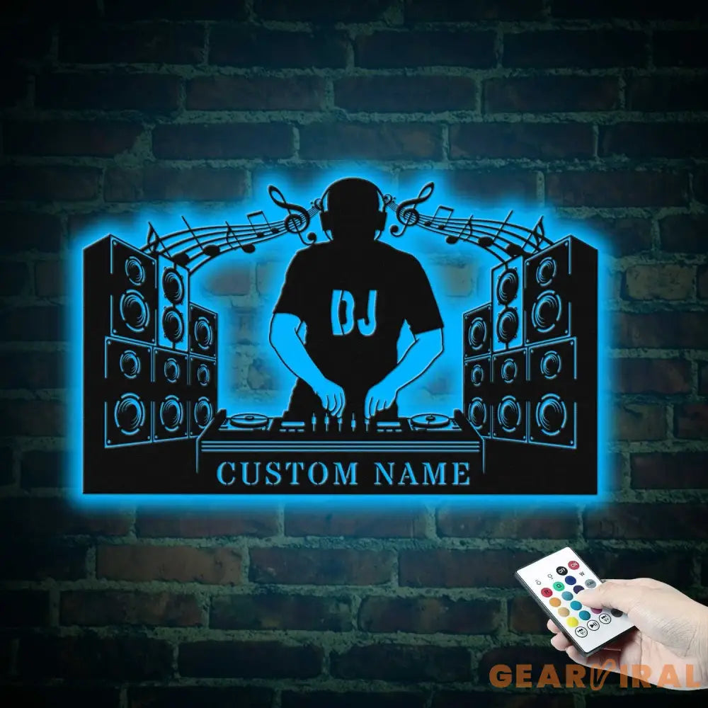 Custom Name DJ Player Metal sign with LED lights - DJ Sign - Personalized Dj Gift - Dj Wall Hanging decor | GearViral