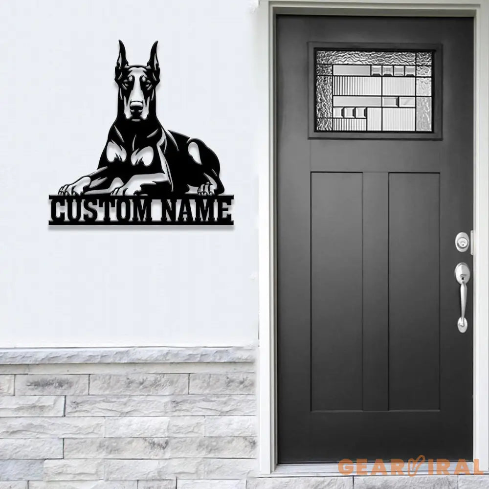 Custom Name Doberman Pinscher Metal Sign with Led Light Doberman Sign Personalized Dog Sign Dog Monogram Dog Mom Gift