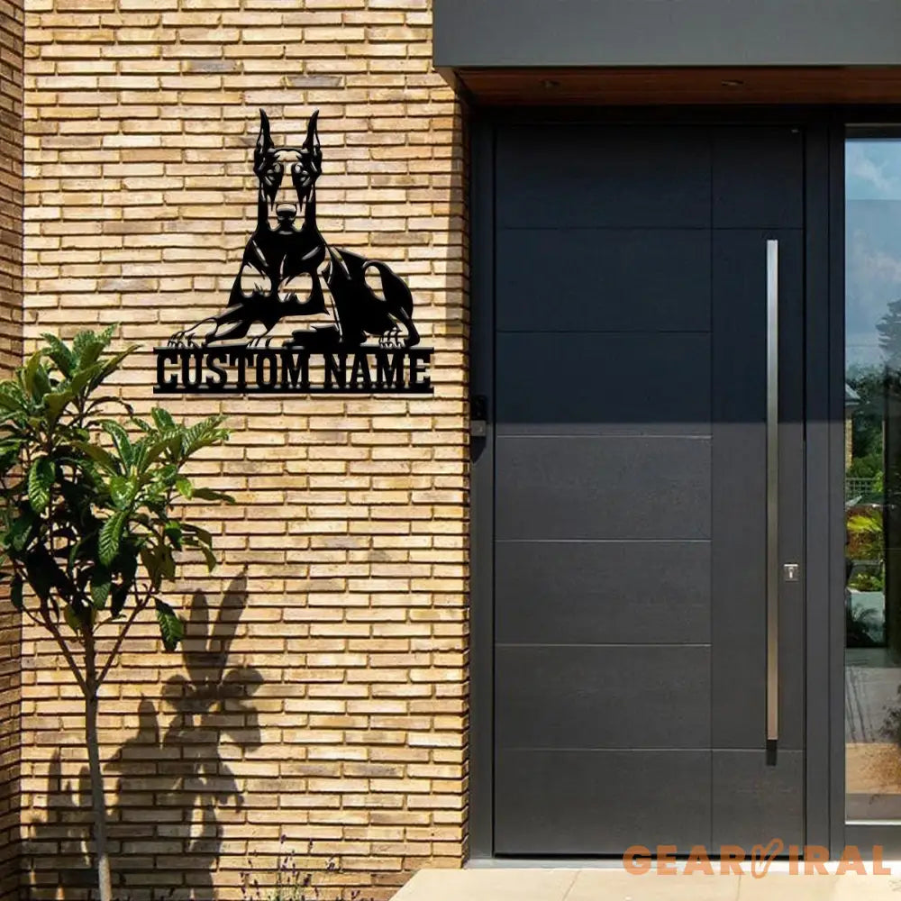 Custom Name Doberman Pinscher Metal Sign with Led Light Doberman Sign Personalized Dog Sign Dog Monogram Dog Mom Gift