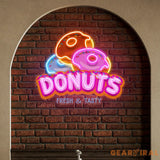 Custom Name Fast Food Restaurant With Donut Led Neon Sign Light