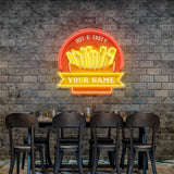 Custom Name Fast Food Restaurant With French Fries Led Neon Sign Light